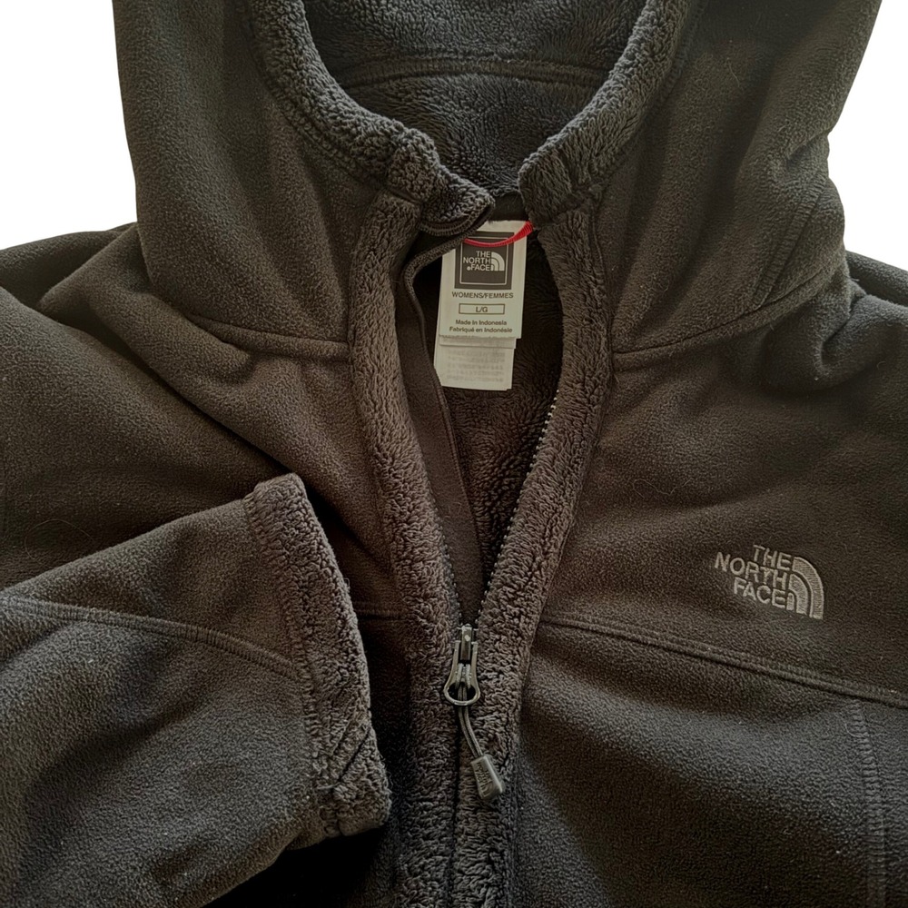 The North Face Fleece Hoodie Black Full Zip Jacket Womens Large L